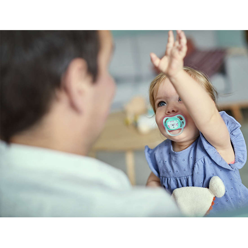 Lot de 2 sucettes 18m+ - Air Girl Tigre Lapin 