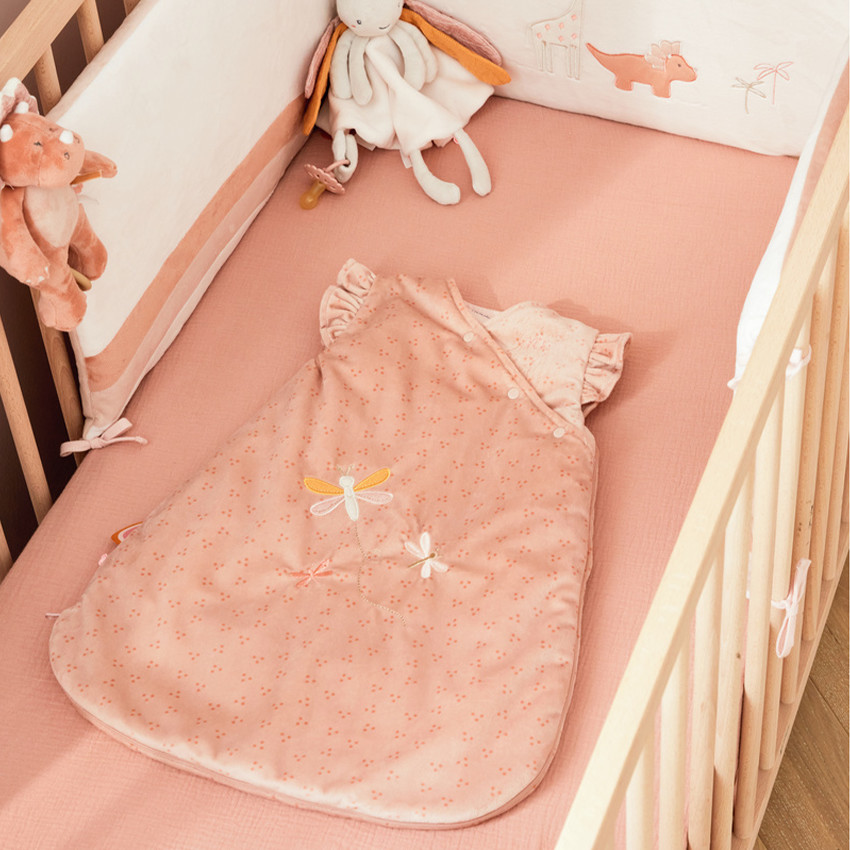 Gigoteuse sans manches en veloudoux 50 cm Libellule rose 