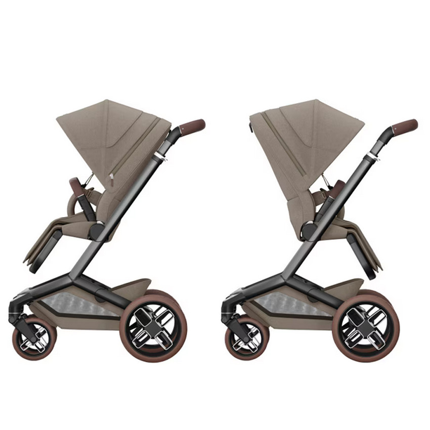 Poussette Fame + Nacelle Twillic Truffle/Brown Leather 