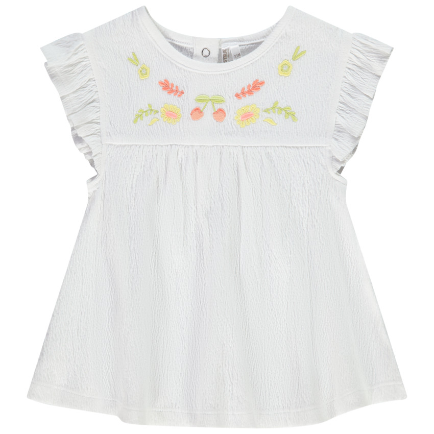 Tunique manches courtes brodée pour bébé fille 