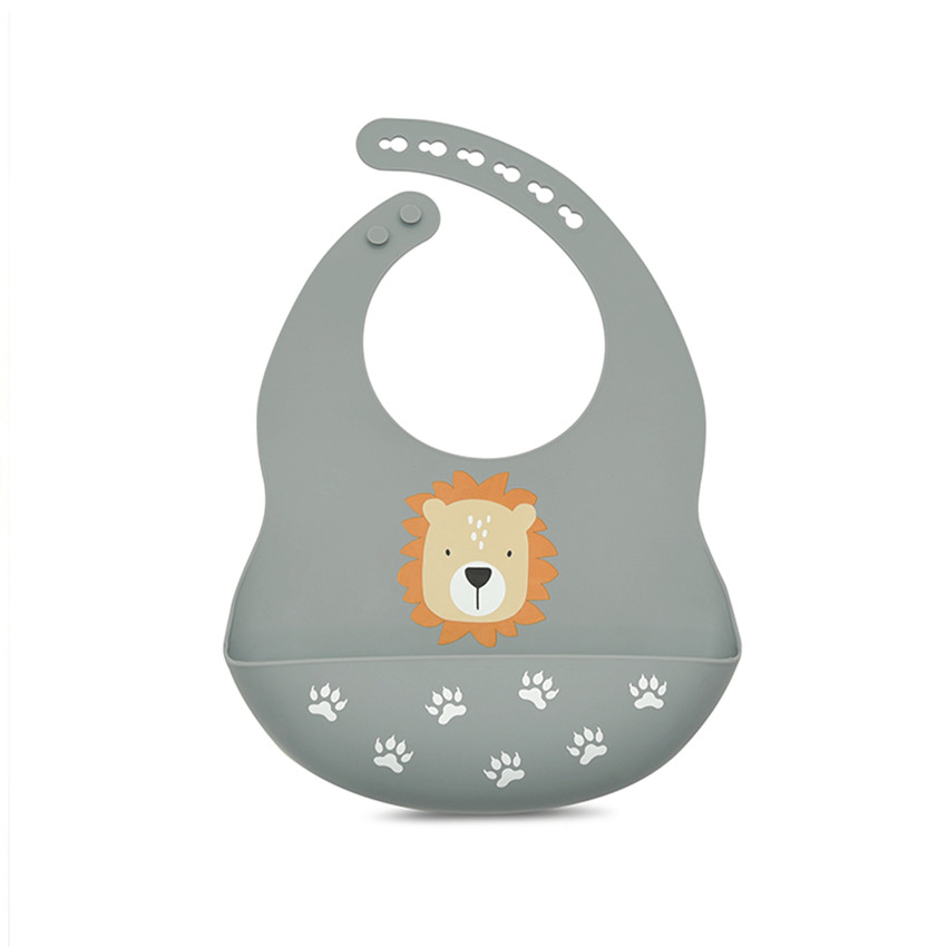 Bavoir en silicone lion - Dusty blue 