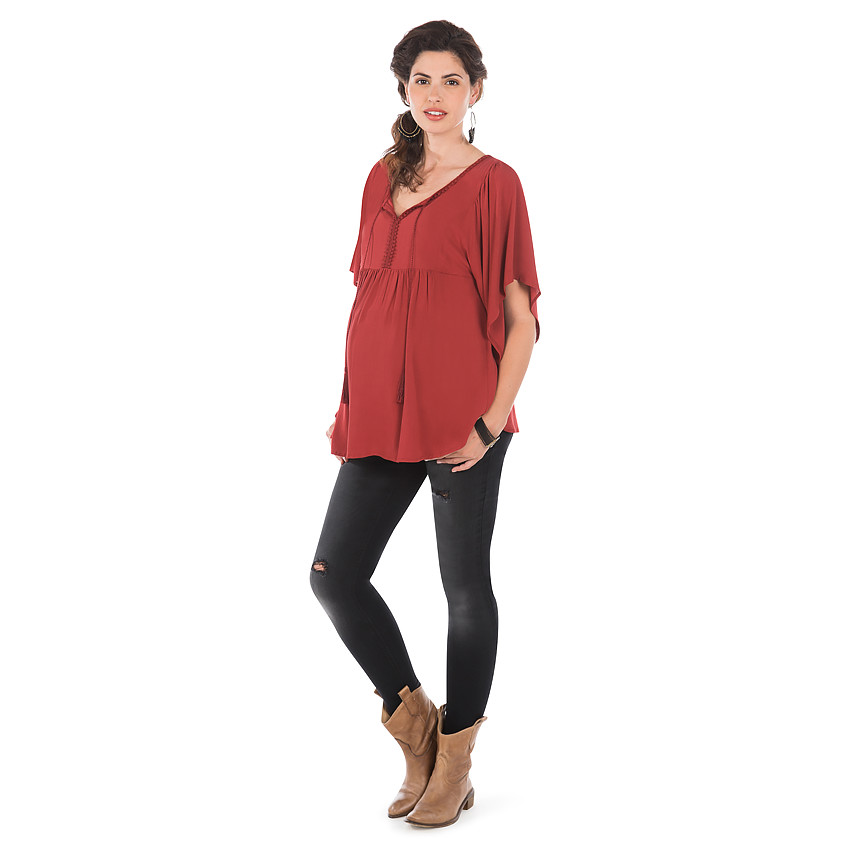 Top de grossesse ample avec broderies 