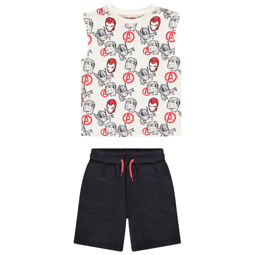 Set met bedrukte Avengers Marvel tanktop voor jongen 