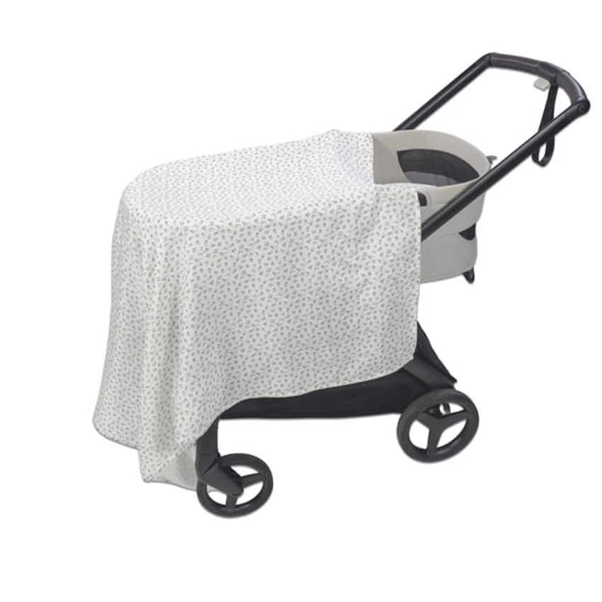 Ensemble de draps coton- mousseline nacelle & berceau Little Bloom Fleurs Gris 2pcs 