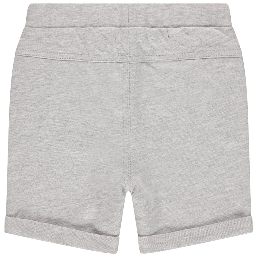 Bermuda in effen fleece met bedrukte koorden voor baby jongen 