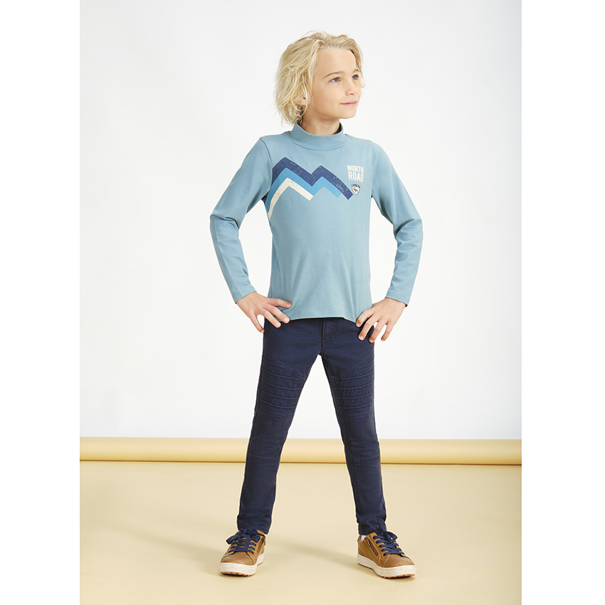 Sous-pull col cheminée en jersey print montagne pour garçon 