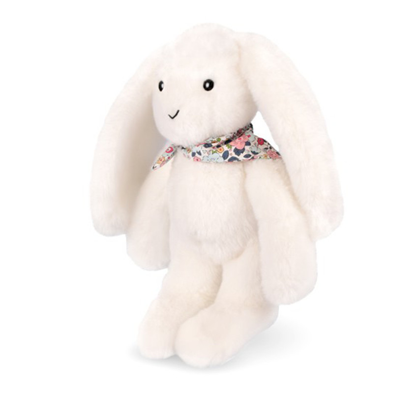 Peluche Lapin Fleurette 25cm Blanc 