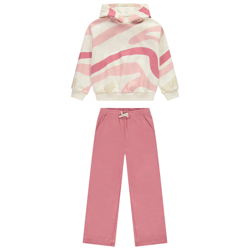 Ensemble jogging imprimé ondoyant à pantalon large pour fille 
