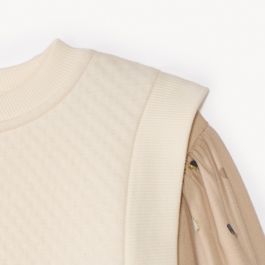 Langarmige blouse met stippen, 2-in-1 effect voor meisjes 