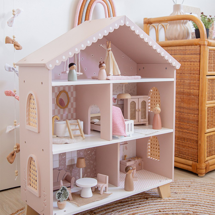 Maison de poupée en bois 60cm 3ans+ Rose 