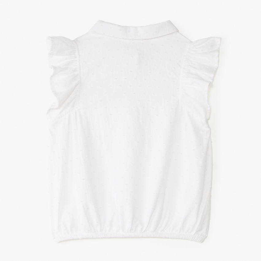 Korte mouw blouse met volant en strik in de taille voor meisjes 