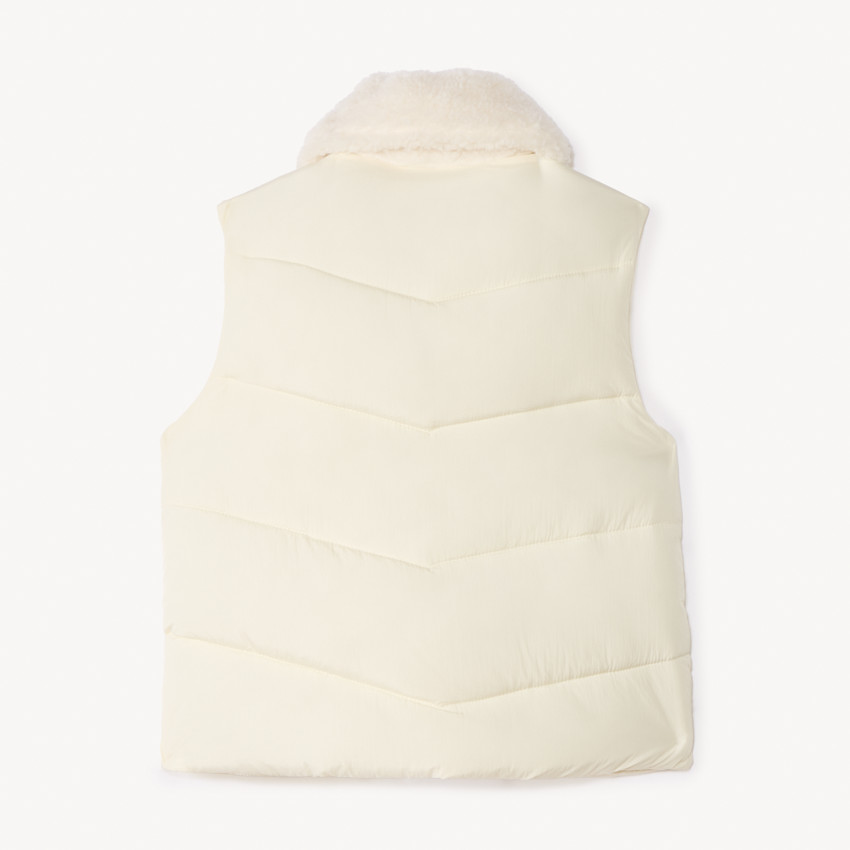 Doudoune sans manches bi-matière unie pour fille 