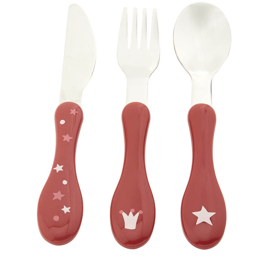 Set de 3 couverts en métal 2ème âge Yummix rose 