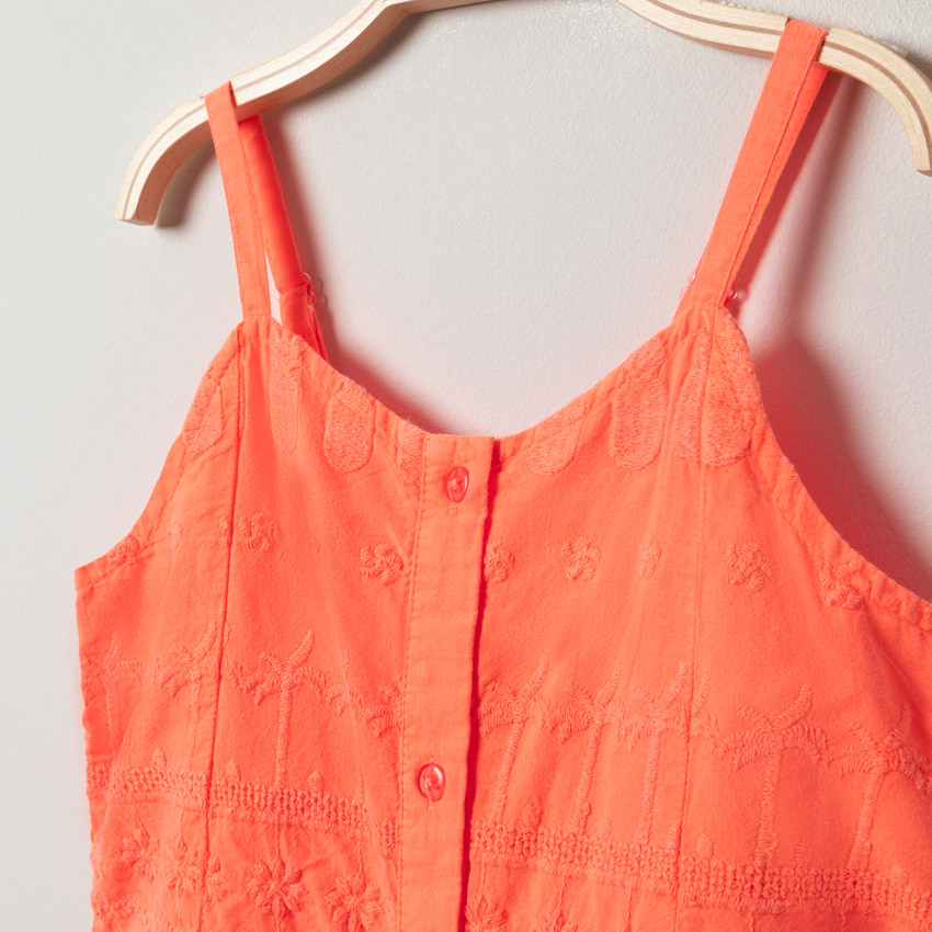 Jurk met verstelbare spaghettibandjes en overal geborduurde motieven voor meisjes 