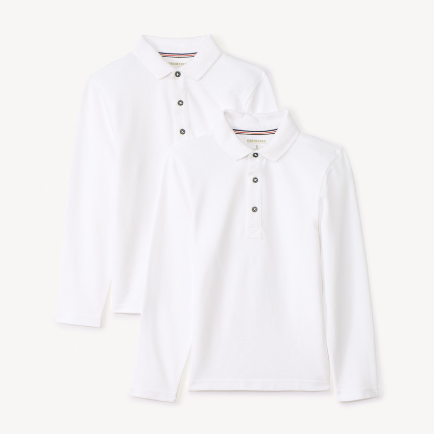 Set van 2 effen poloshirts met lange mouwen voor jongens 