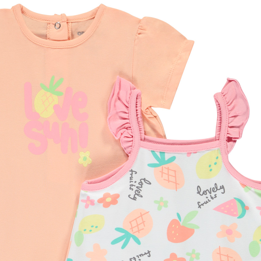 Lot de 4 combinaisons courtes fantaisies pour bébé fille  