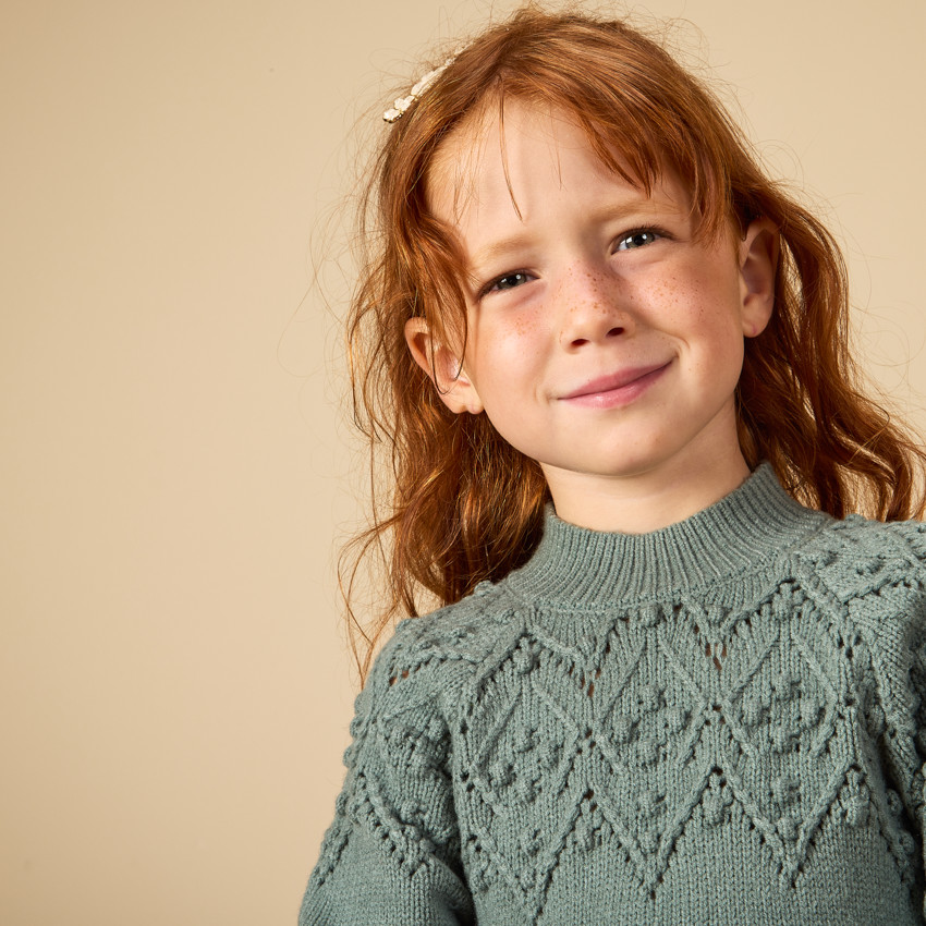 Gebreide jurk met lange mouwen, effen, voor meisjes 
