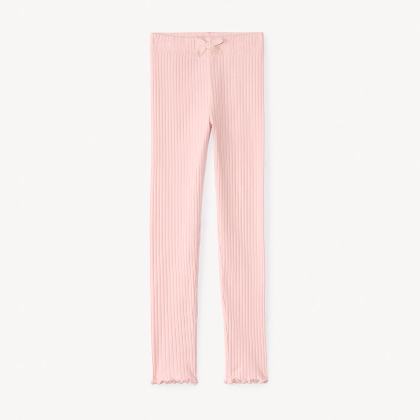 Legging côtelé uni à nœud fille 