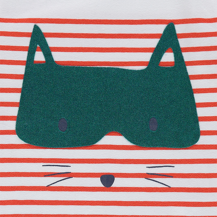 Marinière en jersey rayée avec animal en feutrine printé 