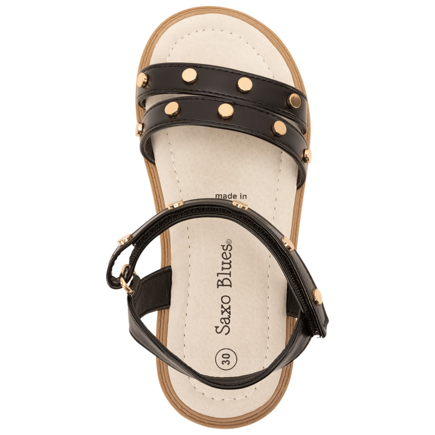 Velcro sandalen met leder effect en gouden studs voor meisjes 