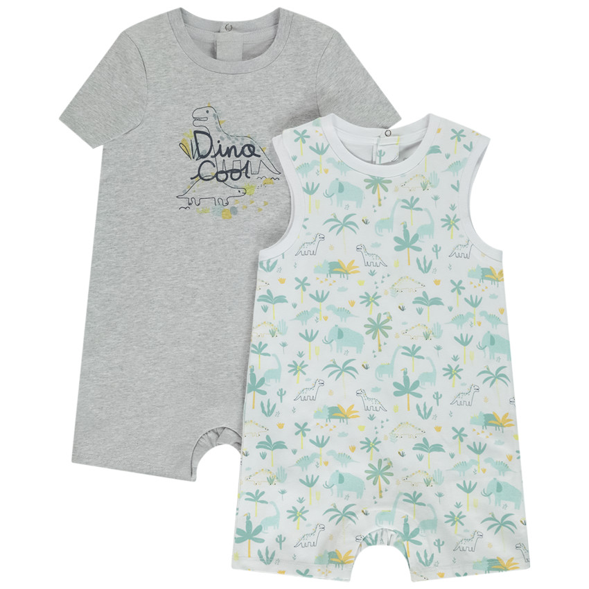 Set van 2 combishorts met dinosaurusmotieven voor baby jongen 