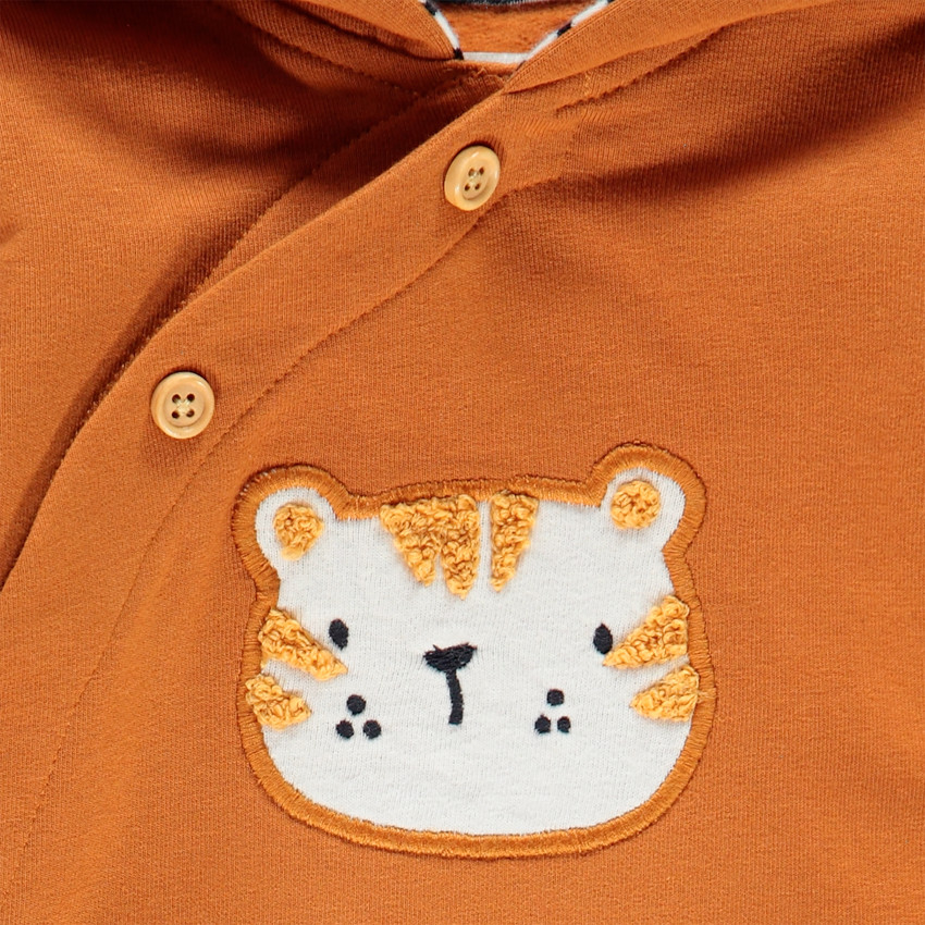 Combinaison longue à capuche motif tigre pour bébé garçon 