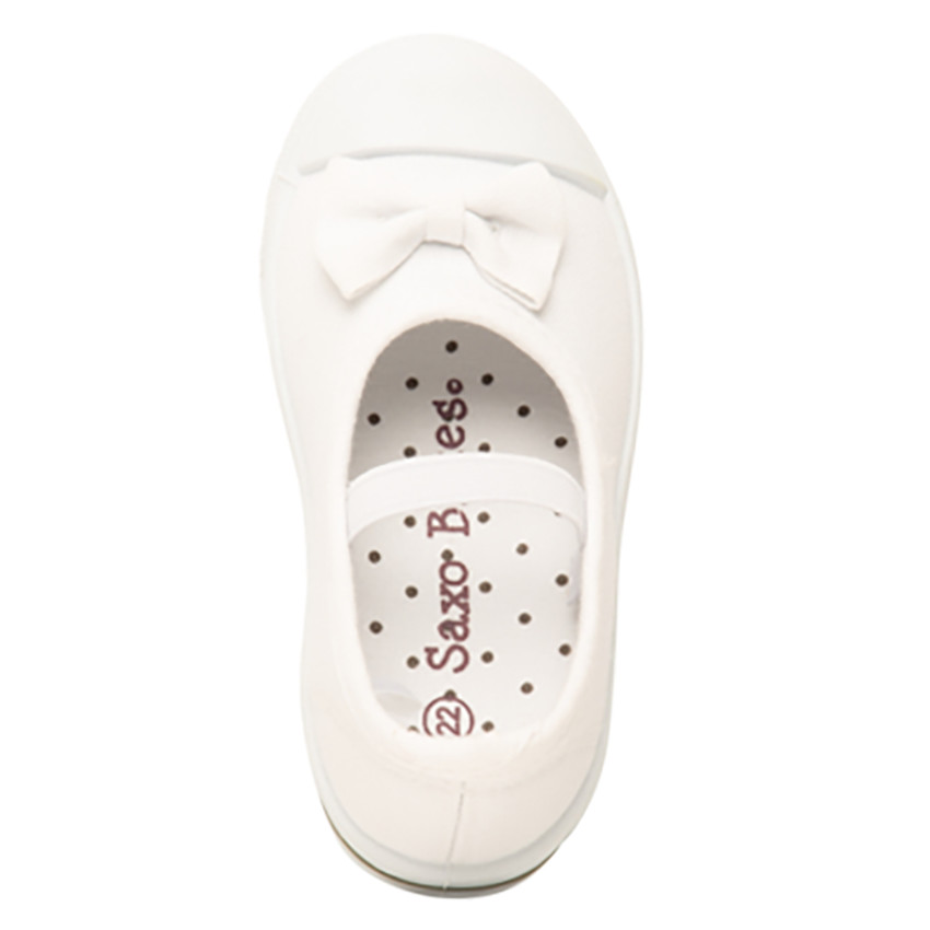 Meisjespantoffels van stof met strik en elastische band 