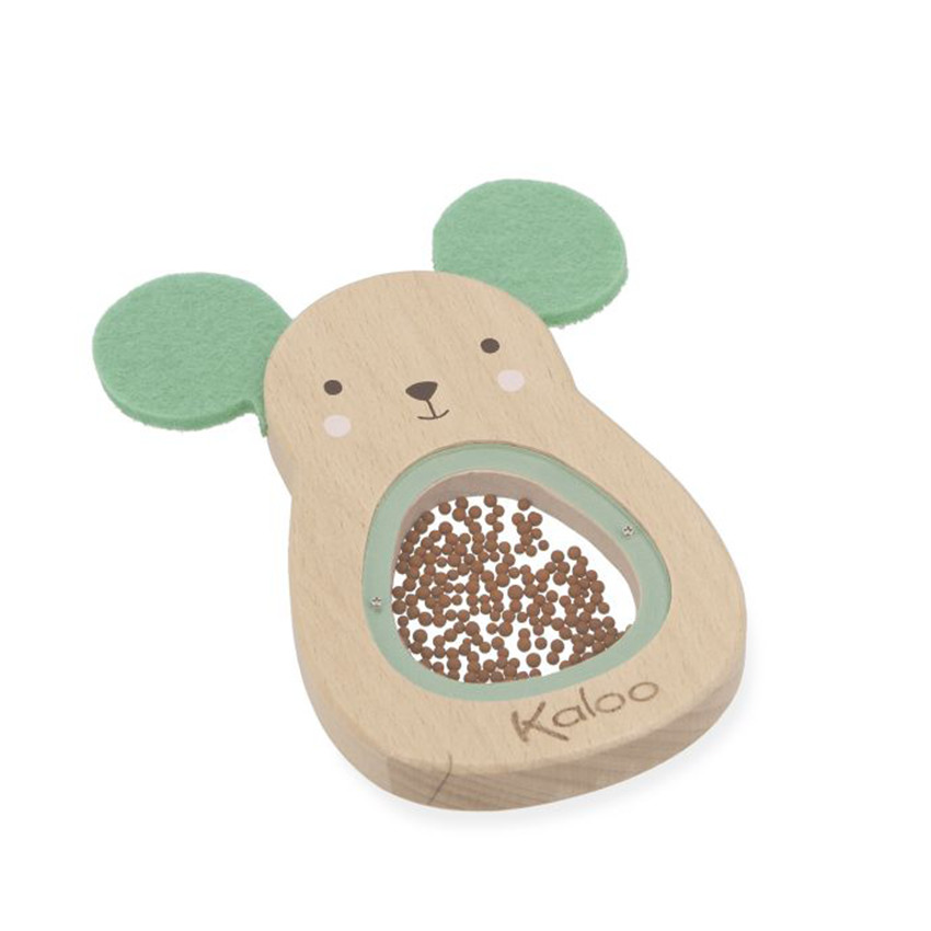 Hochet Souris a Sons en bois Beige/Vert 