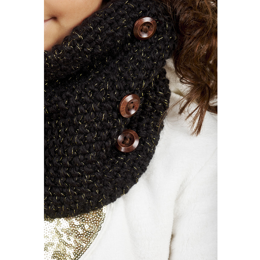 Ensemble bonnet et snood en tricot doublés sherpa pou enfant fille 