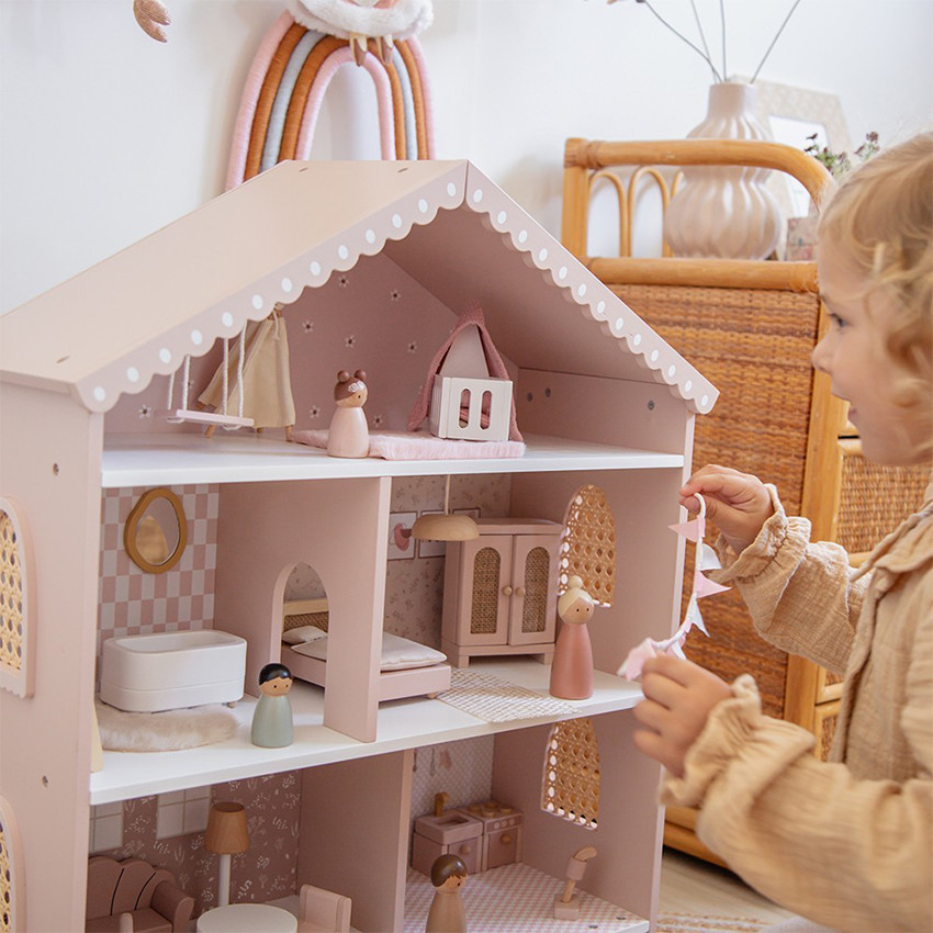 Maison de poupée en bois 60cm 3ans+ Rose 