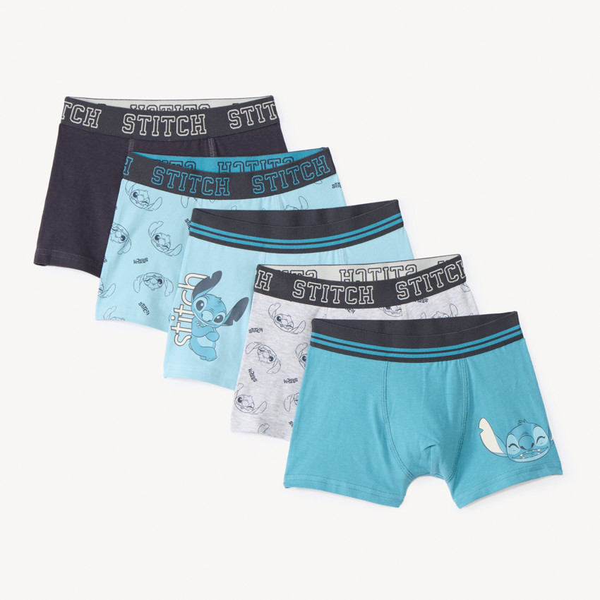 Set van 5 jersey boxershorts met Stitch Disney-print voor jongens 