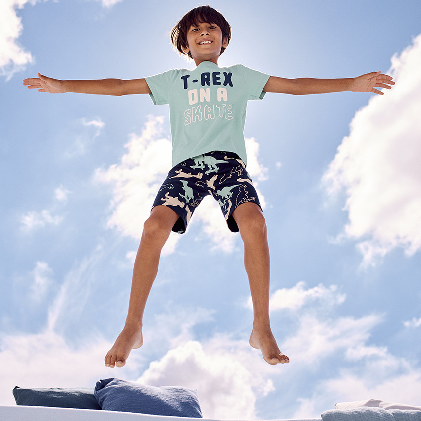 Set pyjama court motif T-Rex pour garçon 
