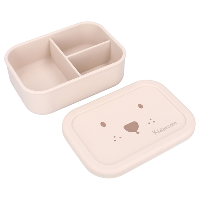 Lunchbox silicone 3 vakken Beer Zand 