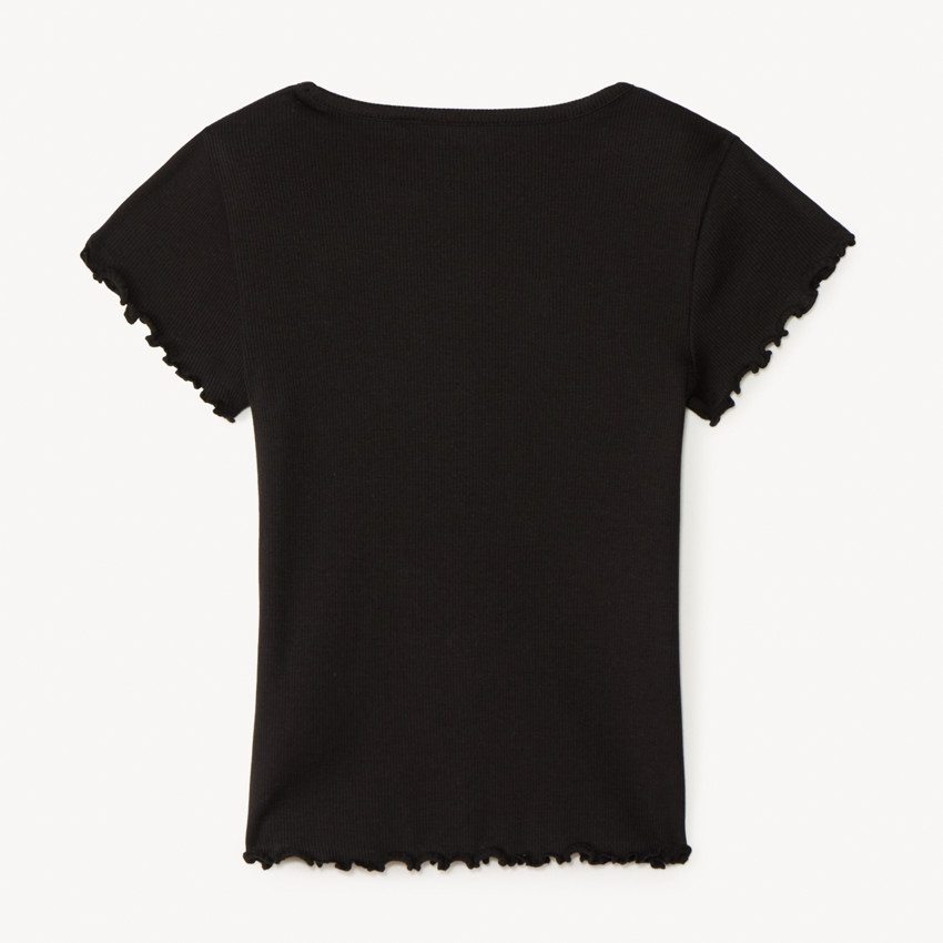 Korte mouwen geribd T-shirt met geborduurd hart meisjes 