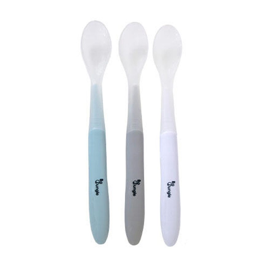 Cuillères Douces silicone 3 pièces Blanc/Bleu/Gris 