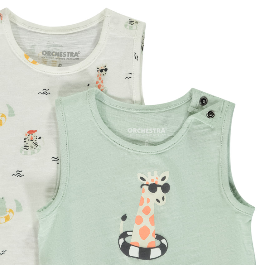 Lot de 2 débardeurs fantaisie en jersey slub pour bébé garçon 