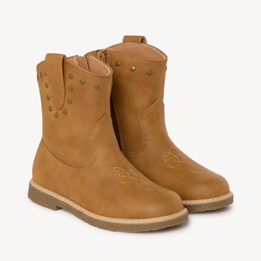 Cowboylaarsjes met rits in bruin voor meisjes 