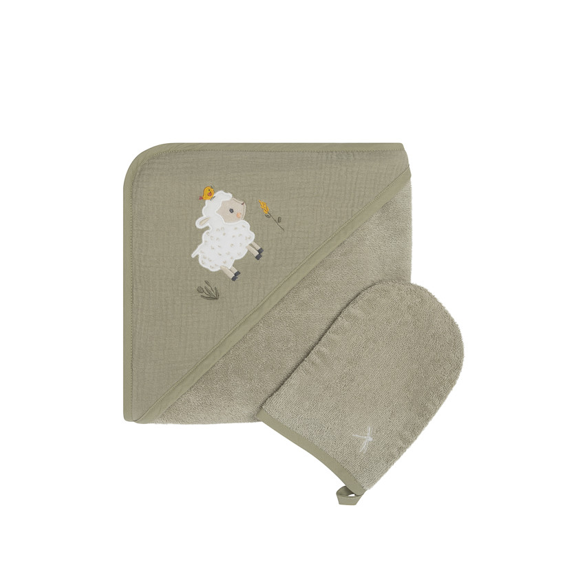 Badset met cape en washandje La Vie à la Ferme groen 