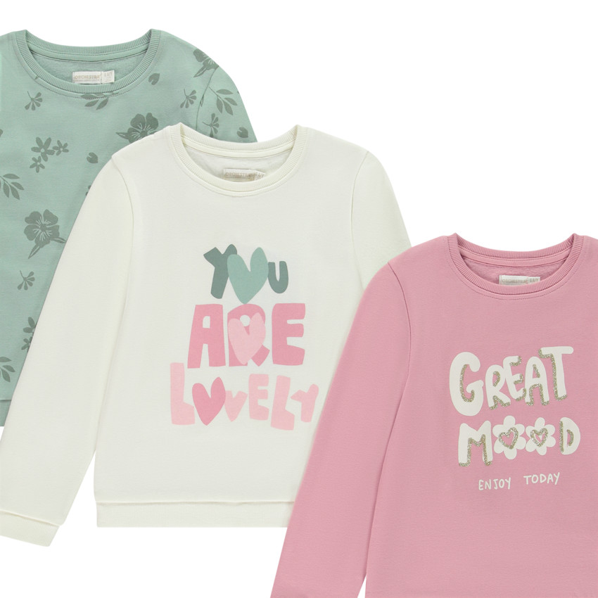 Set van 3 fleece sweatshirts voor meisjes 