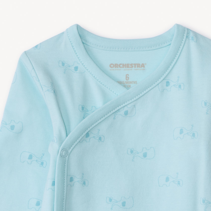 Lot de 2 bodies manches longues motifs éléphants pour bébé garçon 