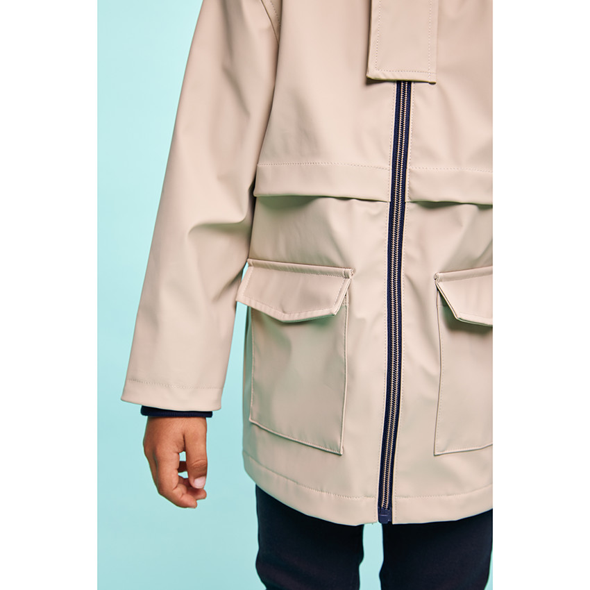 Rubberen parka met gestreepte voering voor jongens 