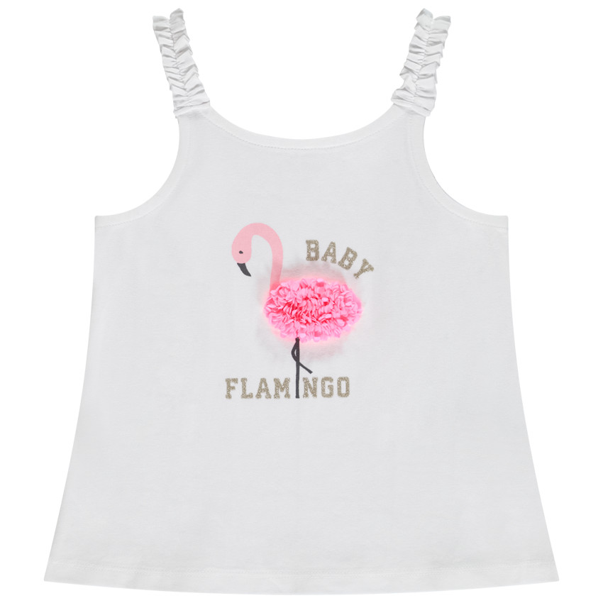 Effen top met flamingo print 3D bloemblaadjes effect voor baby meisjes 