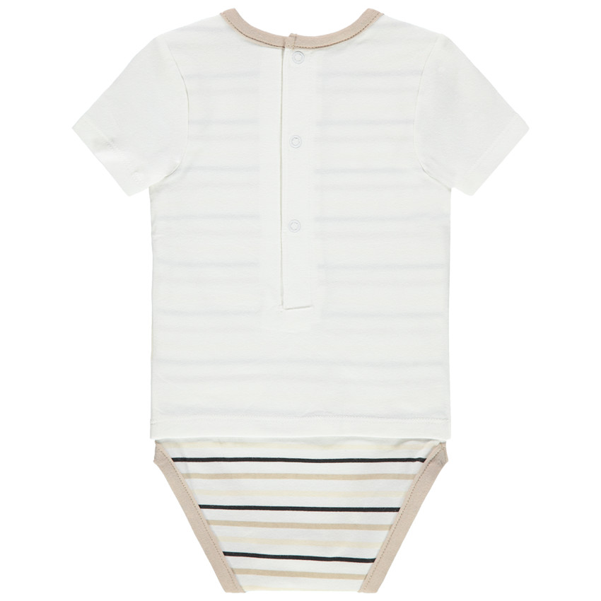 Body met korte mouwen 2 in 1 met dierenprint en strepen 