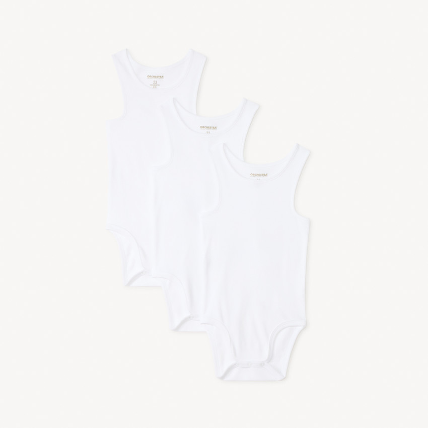 Lot de 3 bodies uni en maille côte pour bébé garçon 