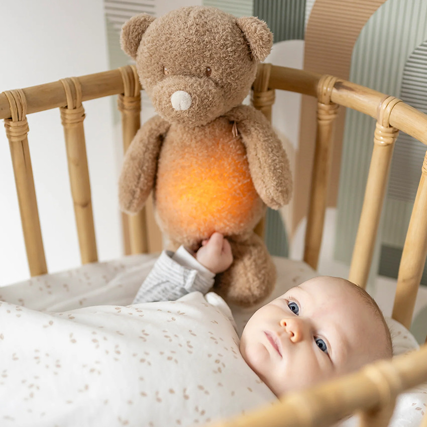 Nachtlamp Knuffel Sleepy - Beer - Karamel - 19 cm 