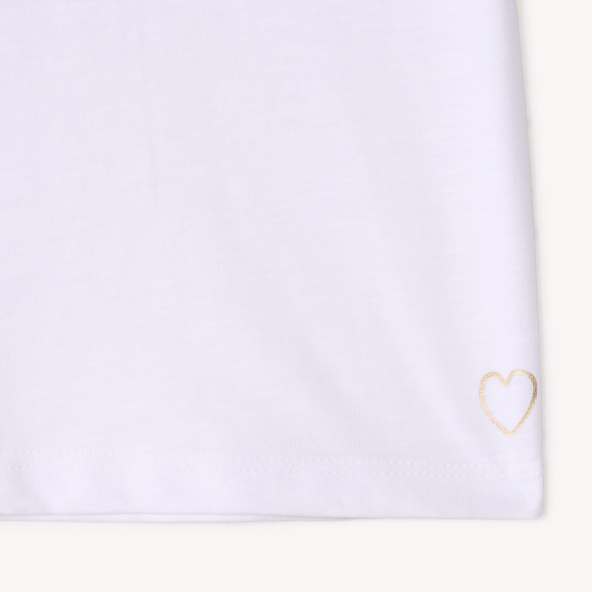 Lot de 3 t-shirts manches courtes print cœur fille 