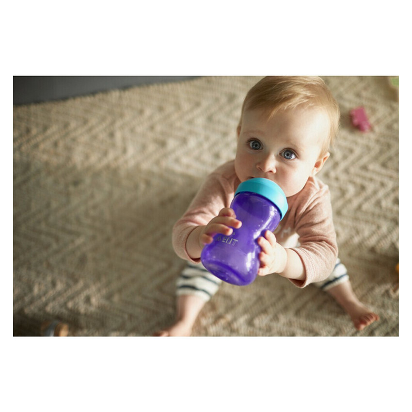 Tasse anti-fuites à bec souple 300 ml - bleu/rouge 