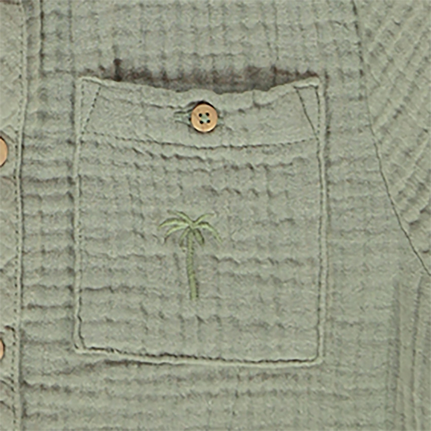 Korte mouwen katoenen gaas hemd voor jongen 