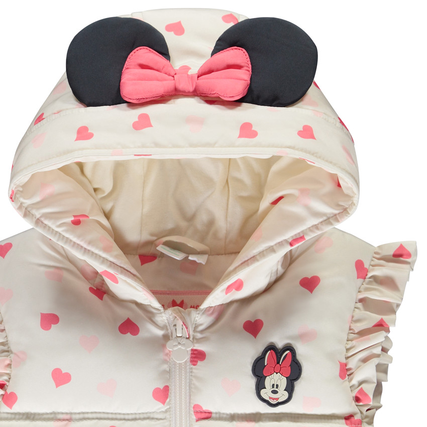 Doudoune sans manches Minnie Disney imprimé cœurs pour bébé fille 