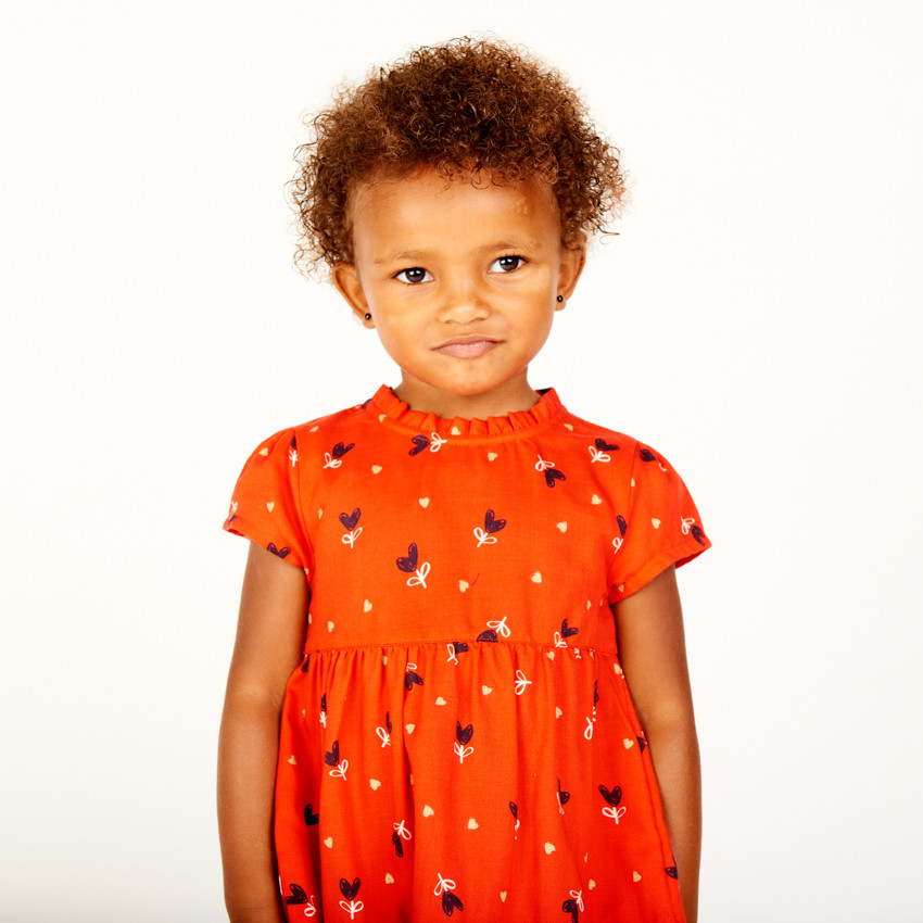 Robe manches courtes imprimé cœurs pour bébé fille 